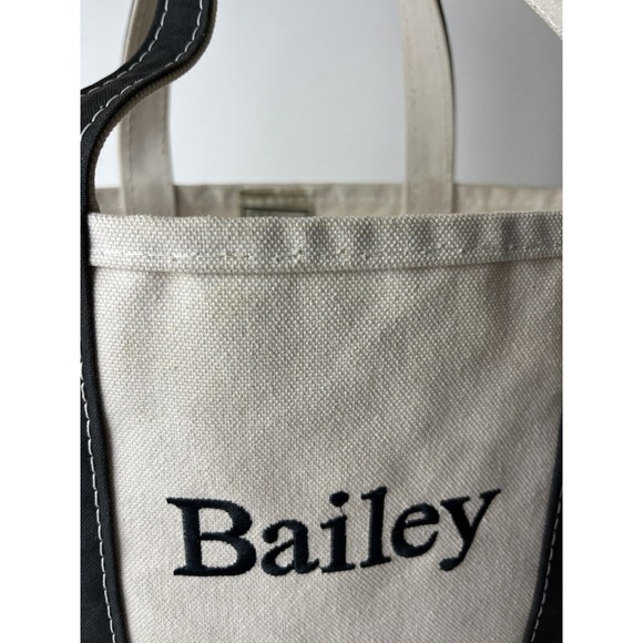 L.L. Bean Boat and Tote Canvas Medium Open Top Tote Bag White and Black Bailey - Picture 6 of 14